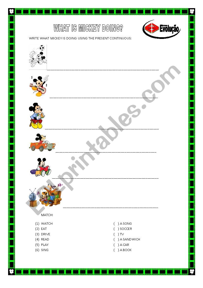 Present continuous worksheet