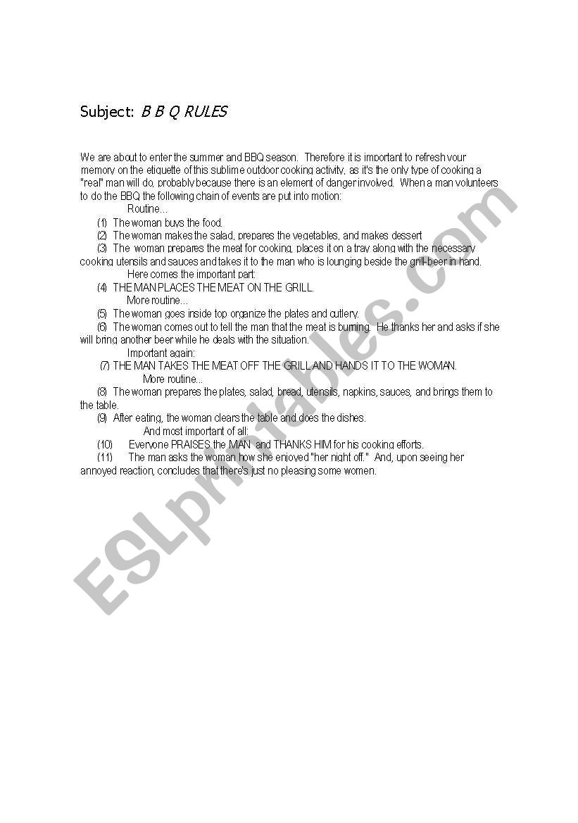 bbq rules worksheet