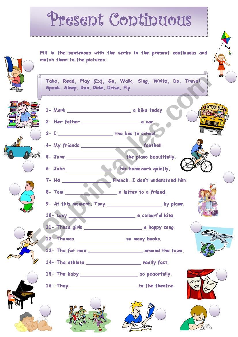 Present Continuous worksheet