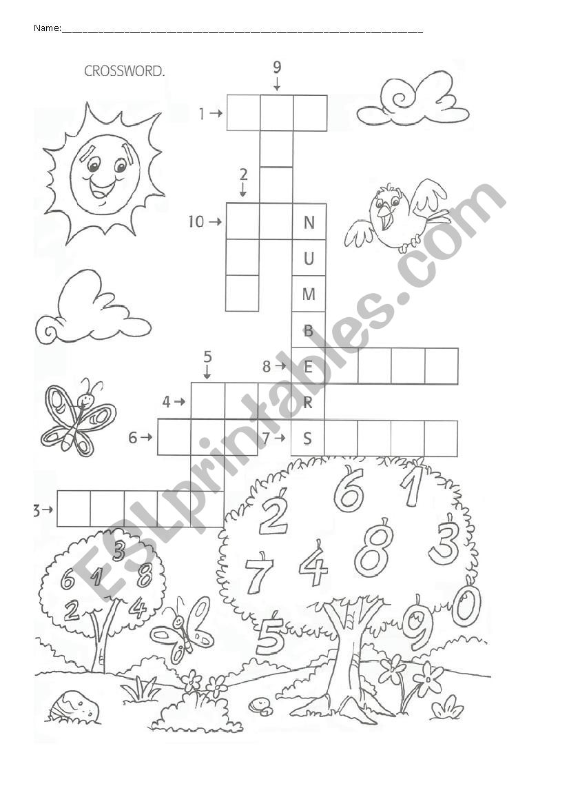 numbers crossword worksheet