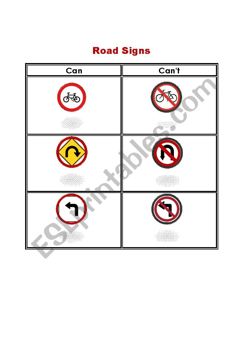 Road Signs worksheet