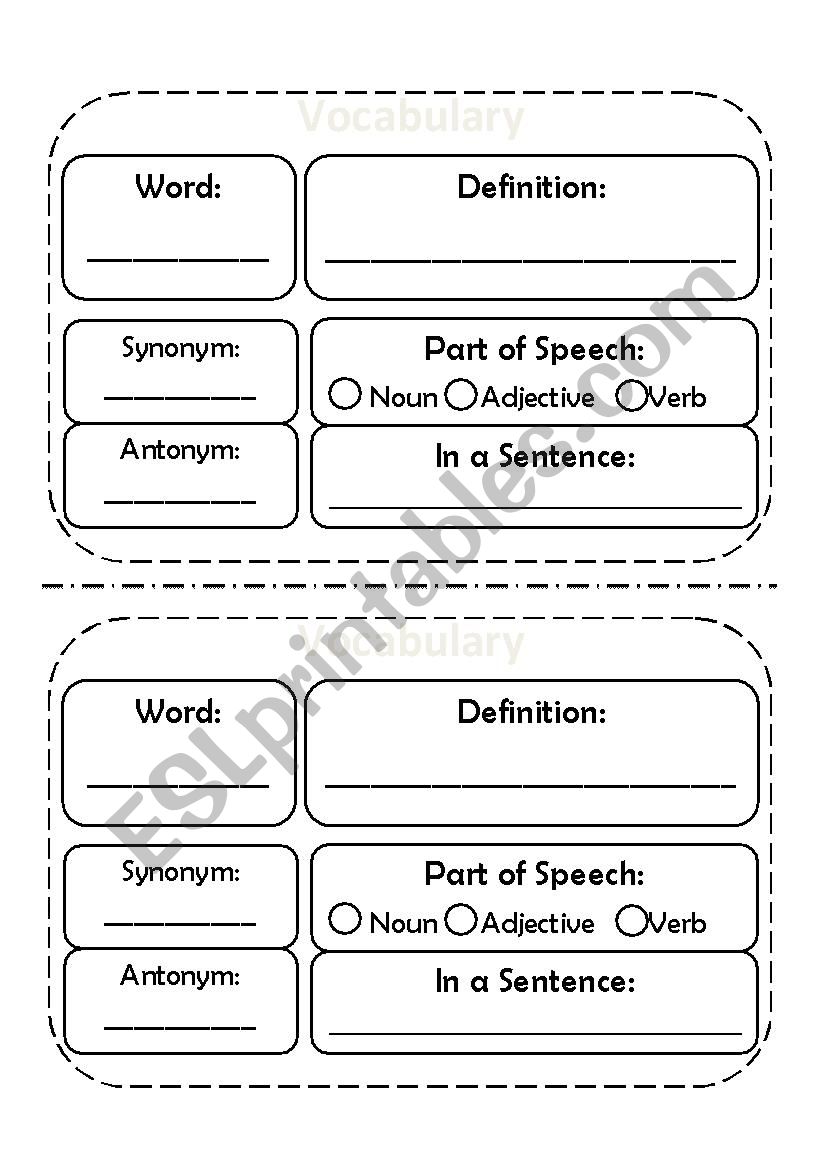 Vocabulary Building Template worksheet