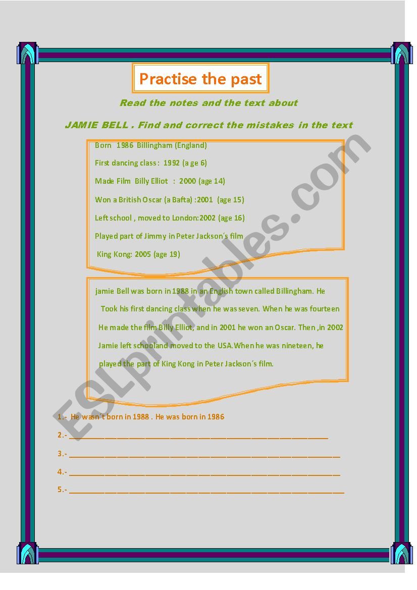 past simple worksheet