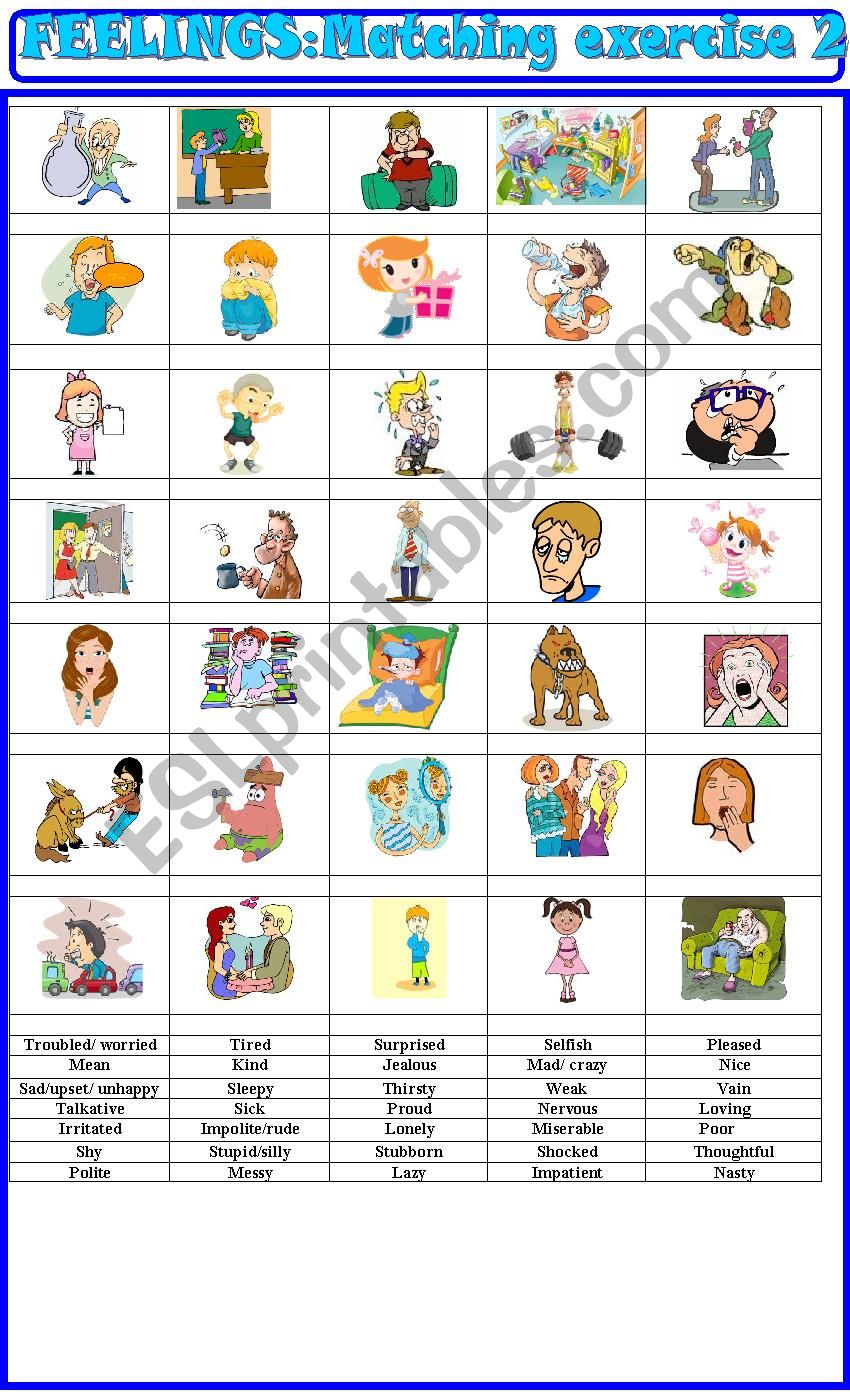 feelings : matching exerise 2 worksheet