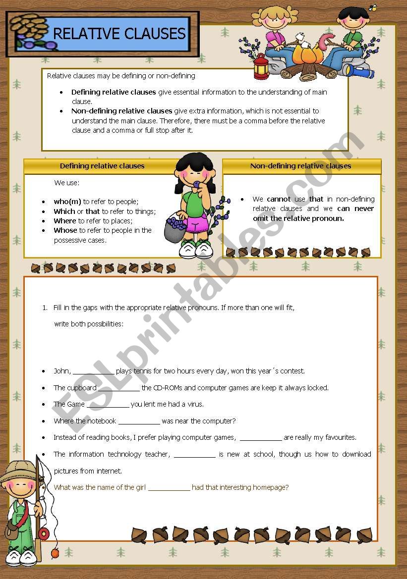 relative clauses worksheet