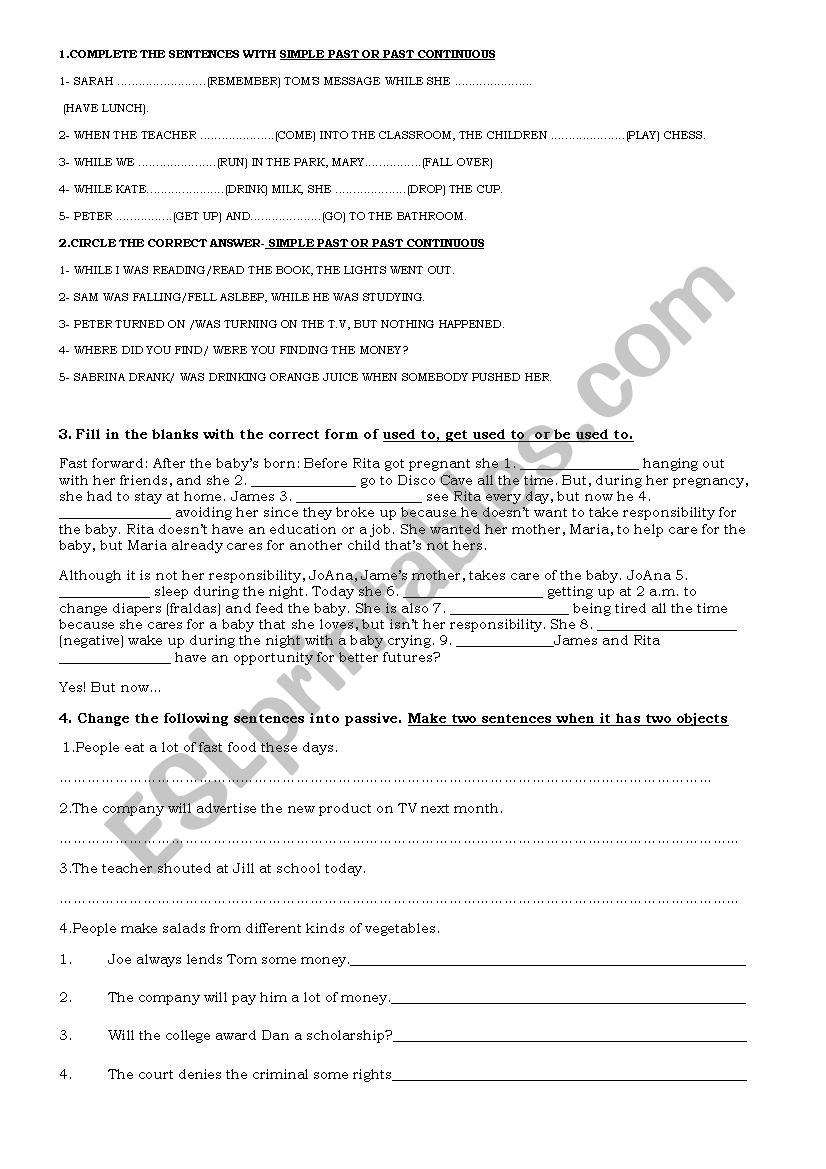 mixed exercises worksheet