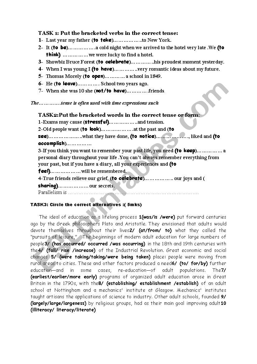   Grammar Revision worksheet