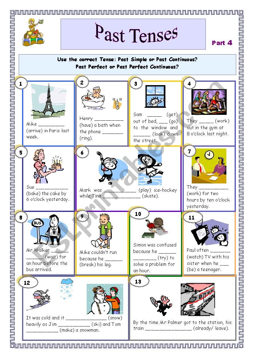 Past Tenses Part 4 Esl Worksheet By Eve25 