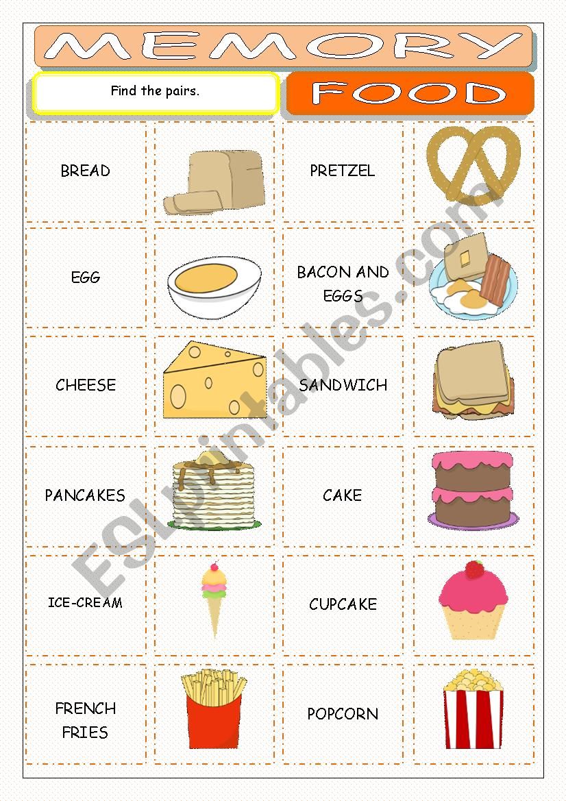 Food Memory worksheet