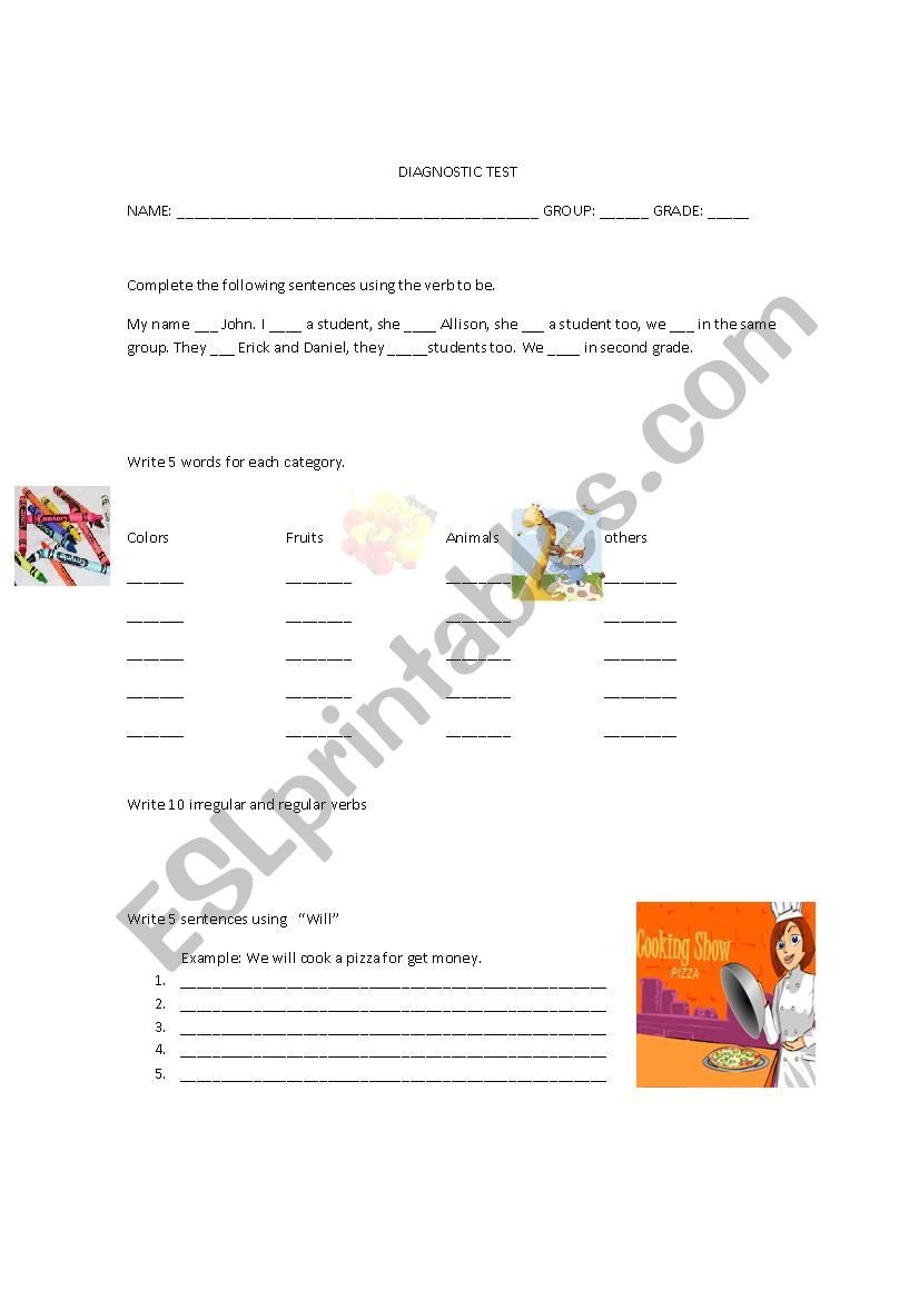 diagnostic test worksheet