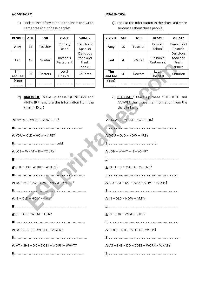 Jobs worksheet