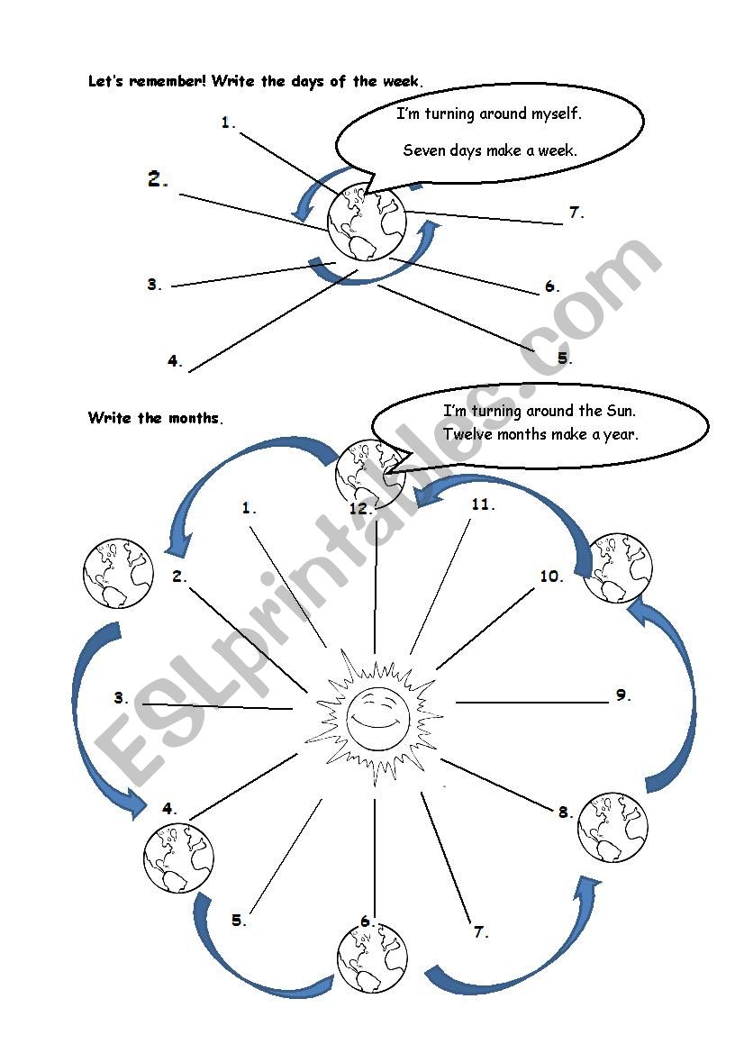 days and months worksheet