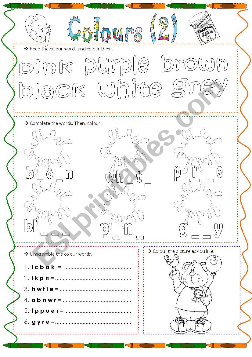 Colours (2) worksheet