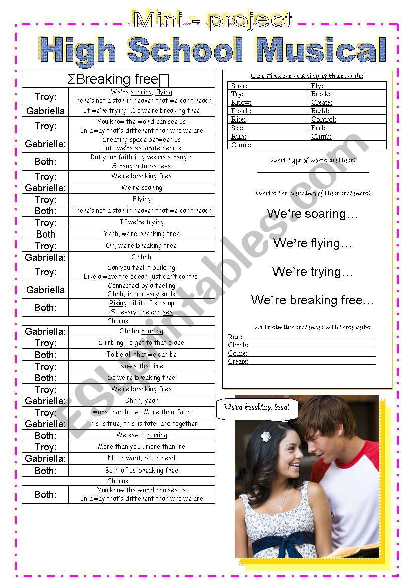 song worksheet present continuous