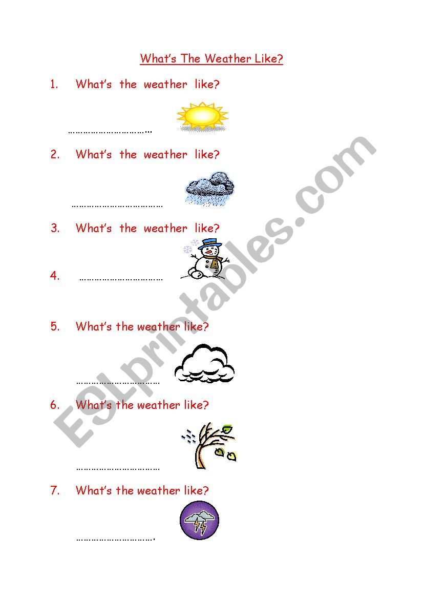 whats the weather like? worksheet