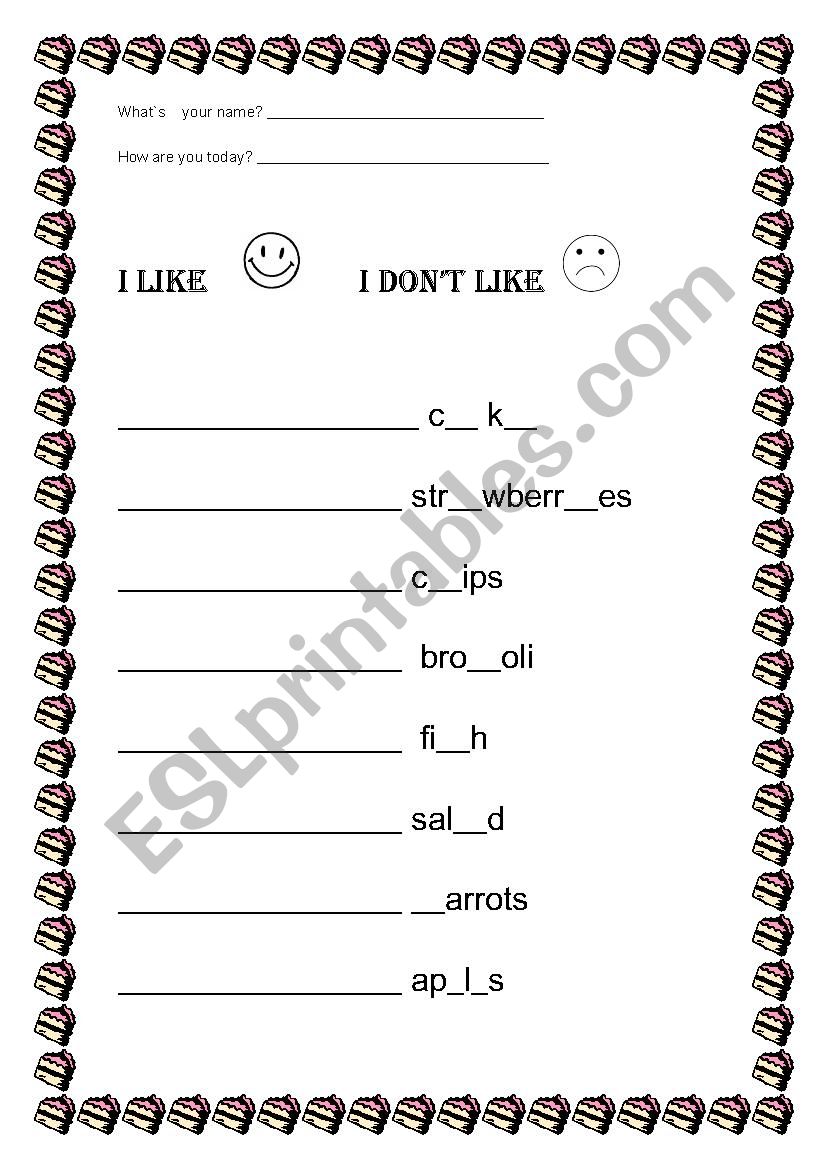 I like / I dont like worksheet