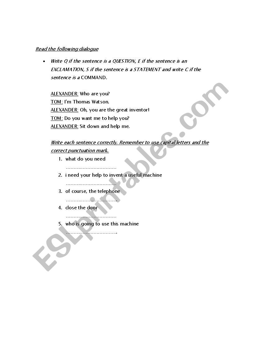 ounctuation marks worksheet