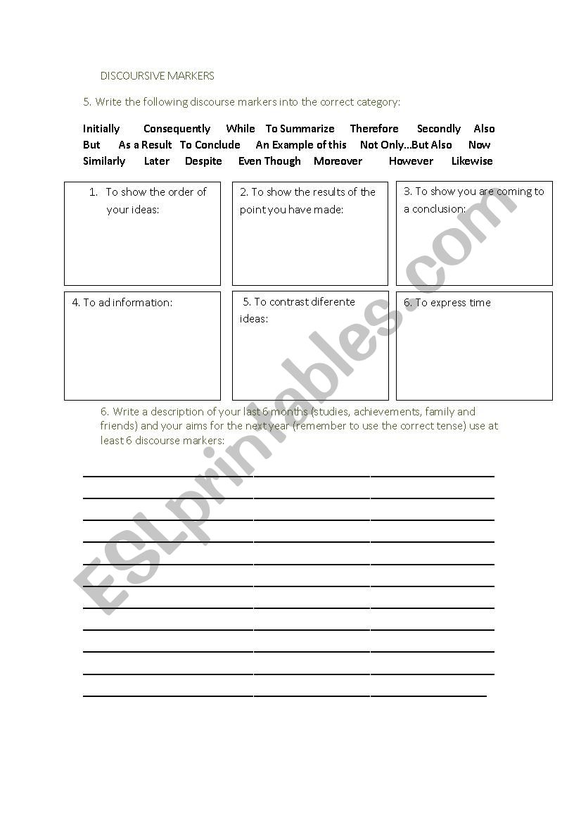 Discourse Markers worksheet