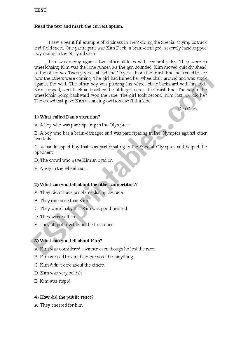 TEST worksheet