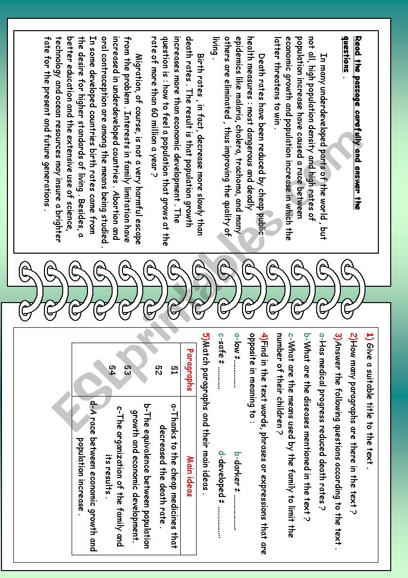 birth rates and death rates worksheet