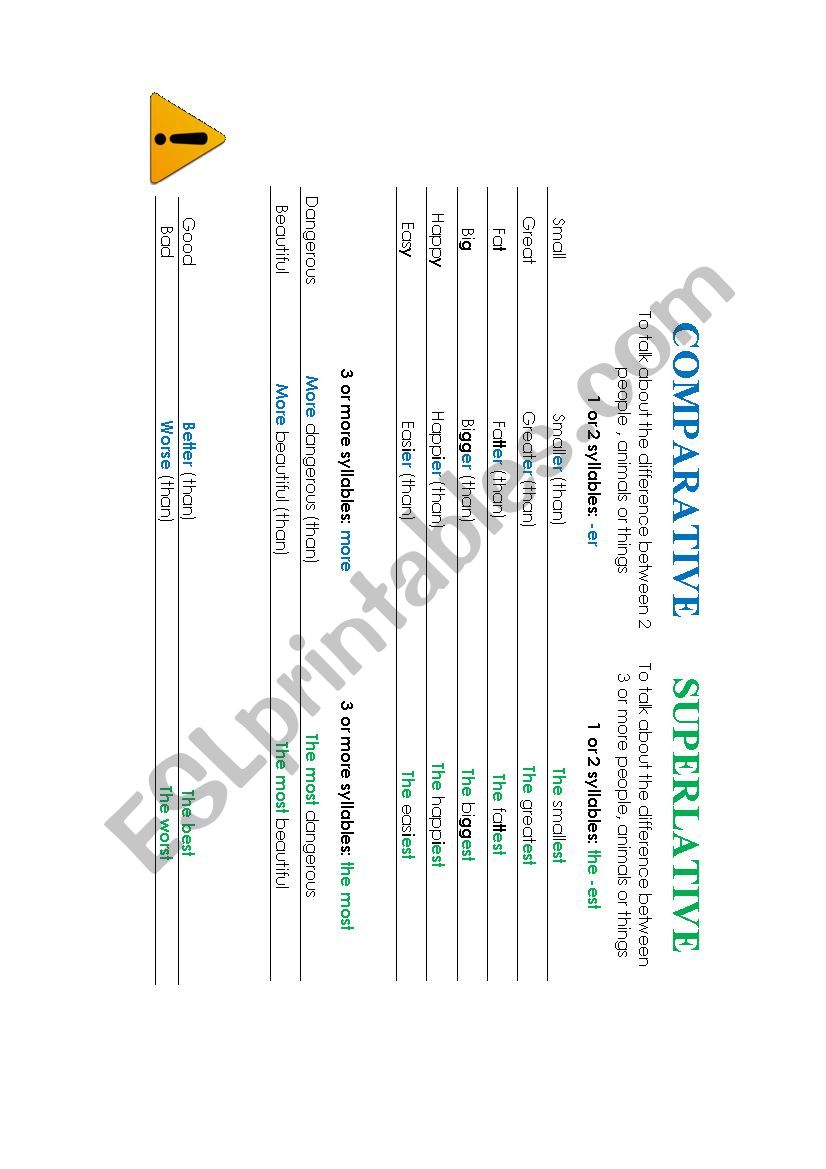 comparative and superlative worksheet