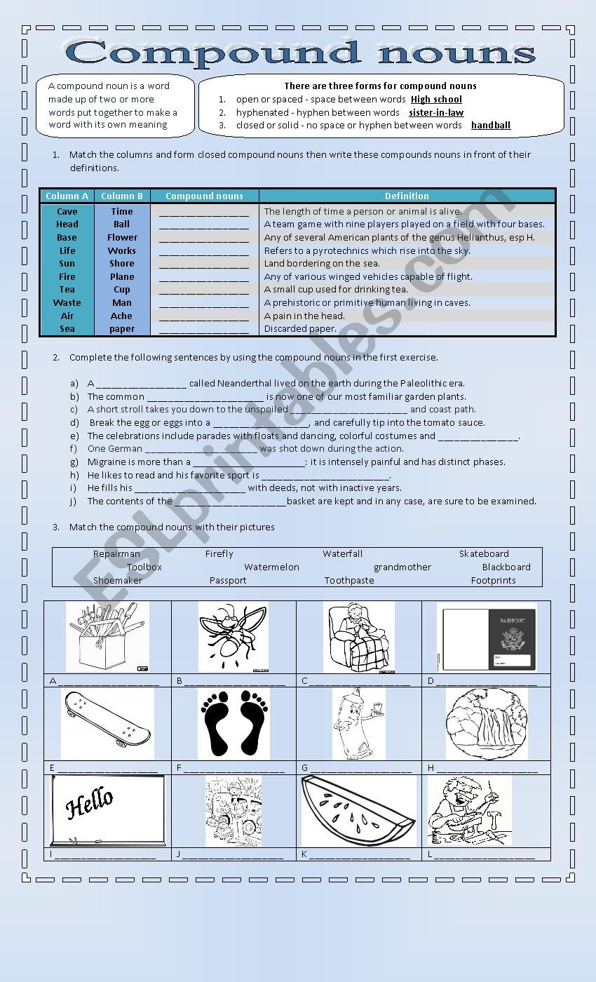 Compound Nouns Esl Worksheet