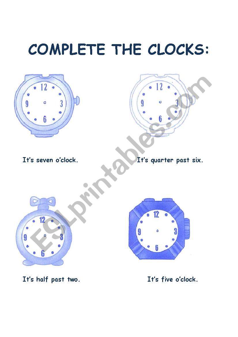 The clocks worksheet