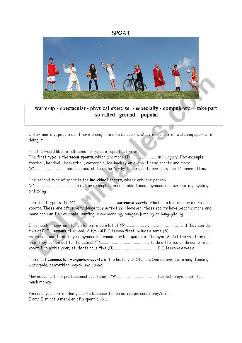 Sport Activities worksheet