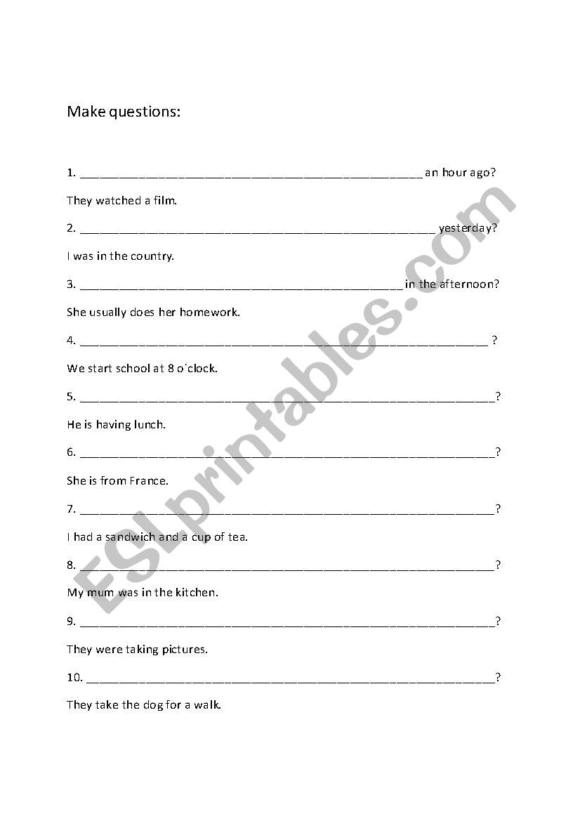Wh-questions worksheet
