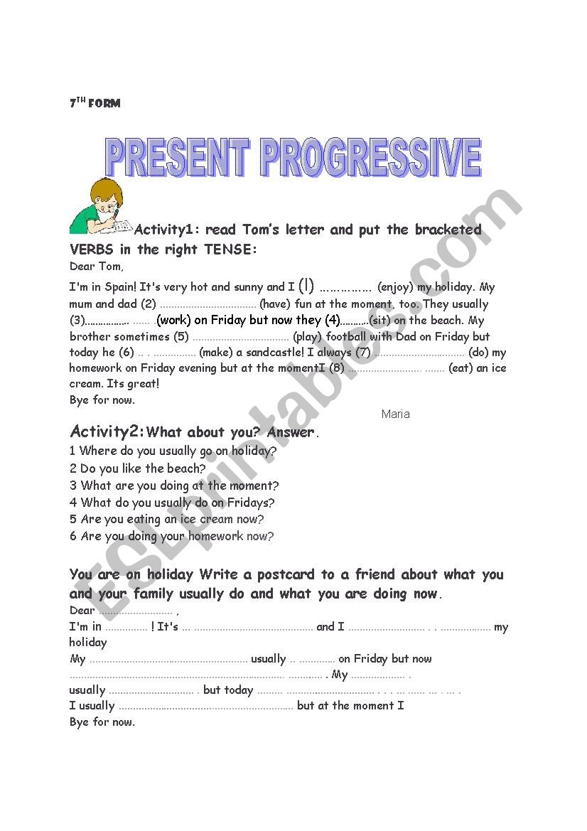 present progressive worksheet