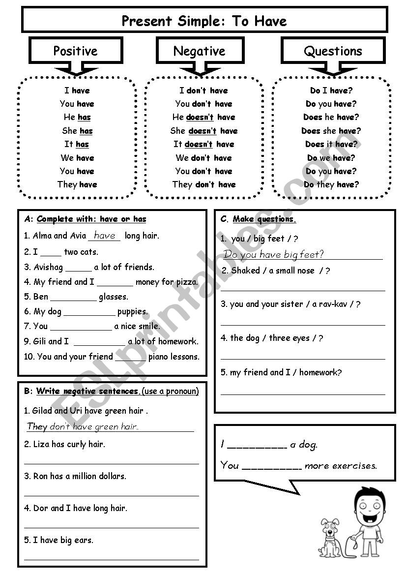 review for the verb to have and distinguishing between to have and to be