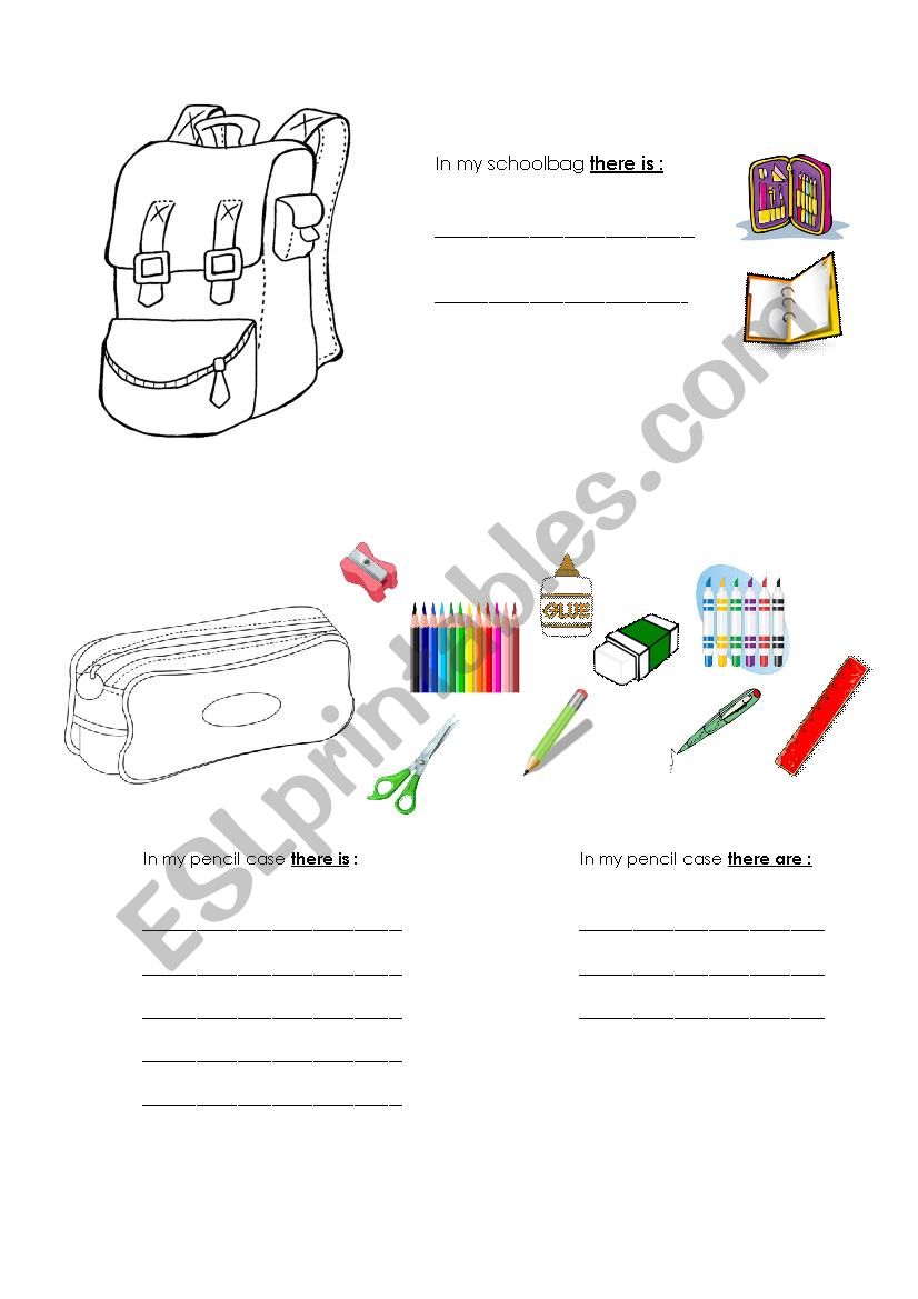 IN MY SCHOOLBAG worksheet