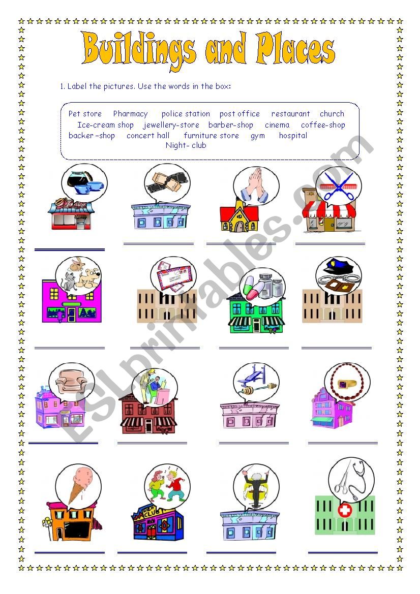 buildings vocabulary worksheet