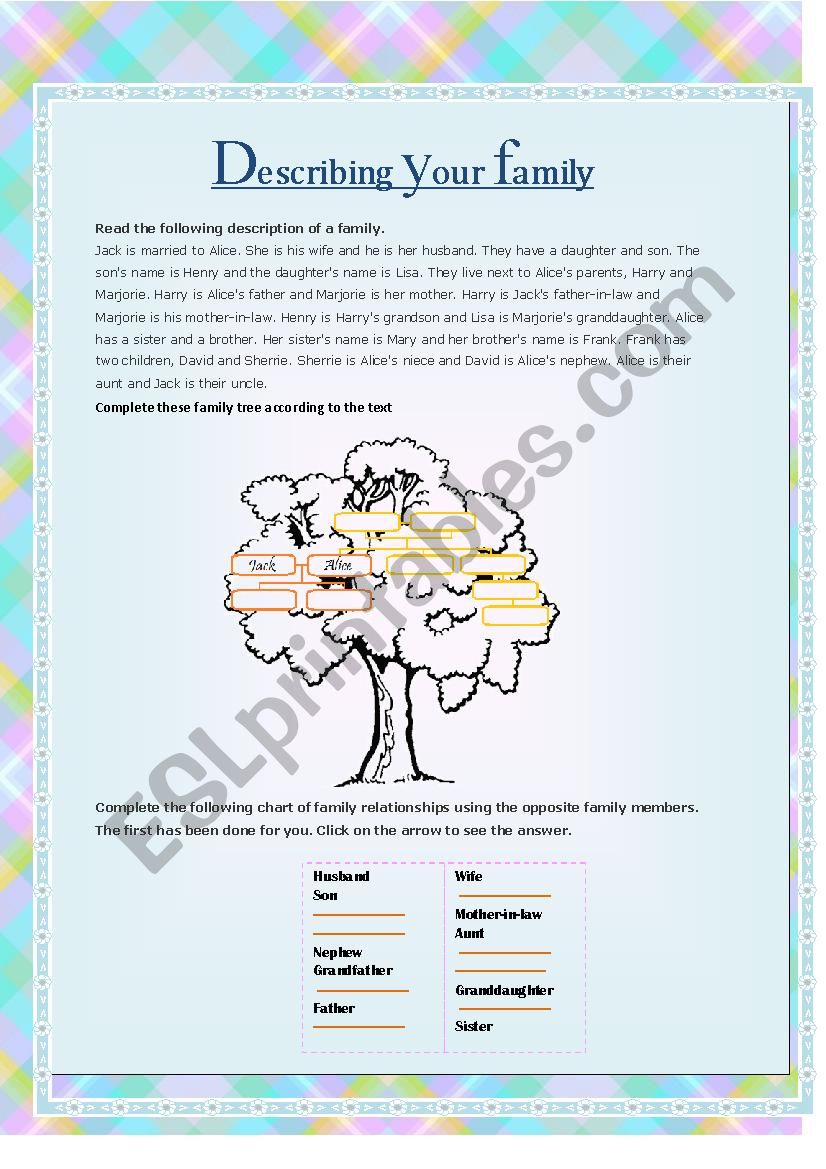 Family worksheet