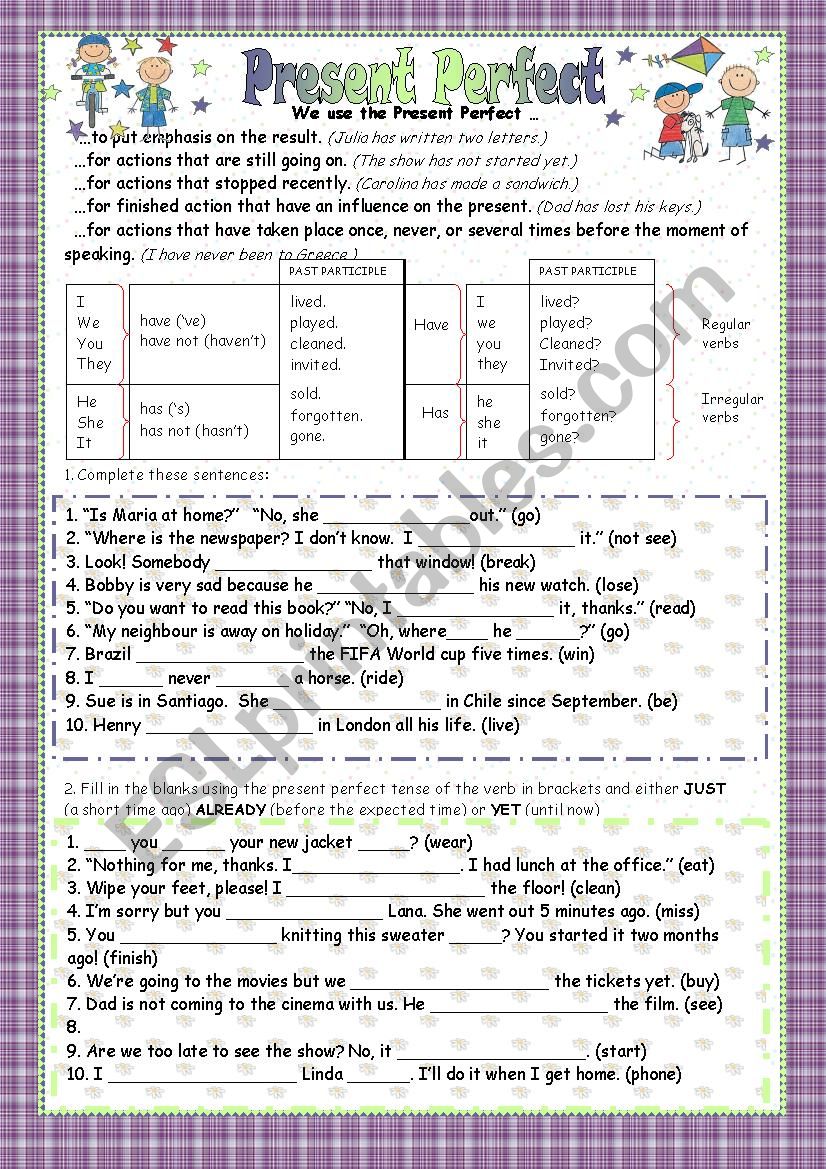 Present Perfect worksheet