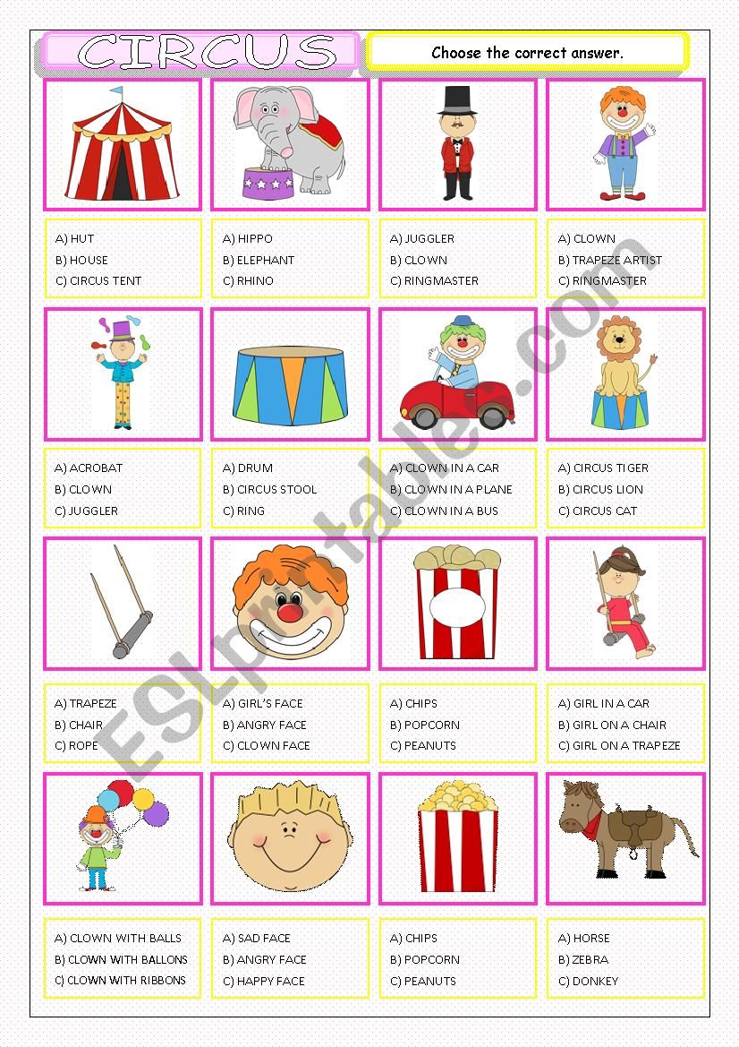 Circus-Multiple Choice worksheet