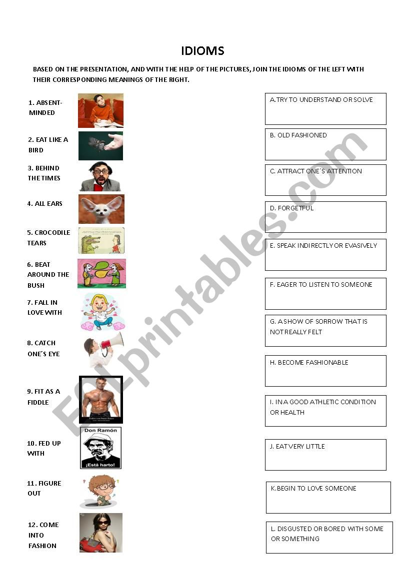 IDIOMS ACTIVITY worksheet