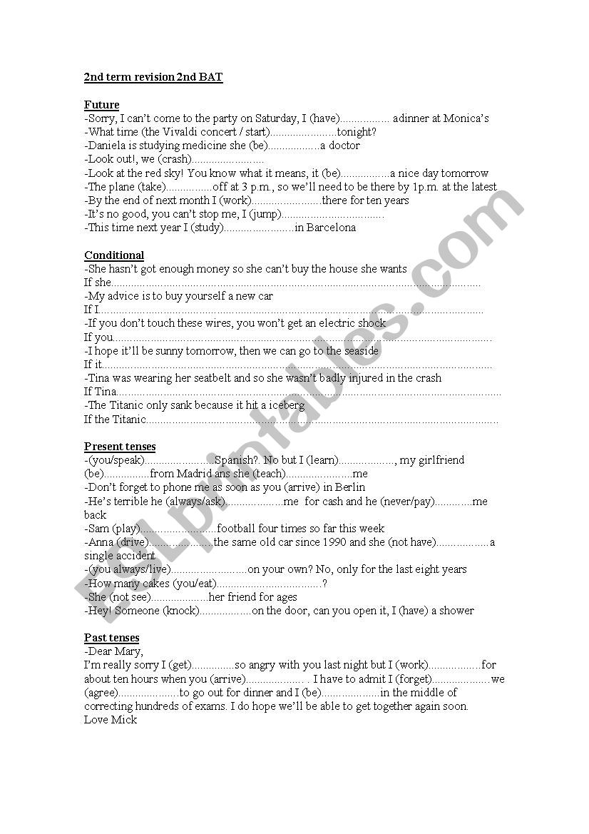 revision exercices worksheet