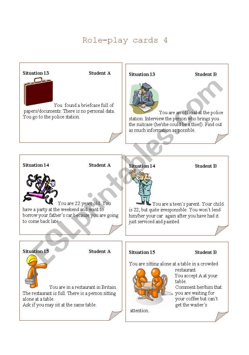 Role-play cards Set 4 worksheet