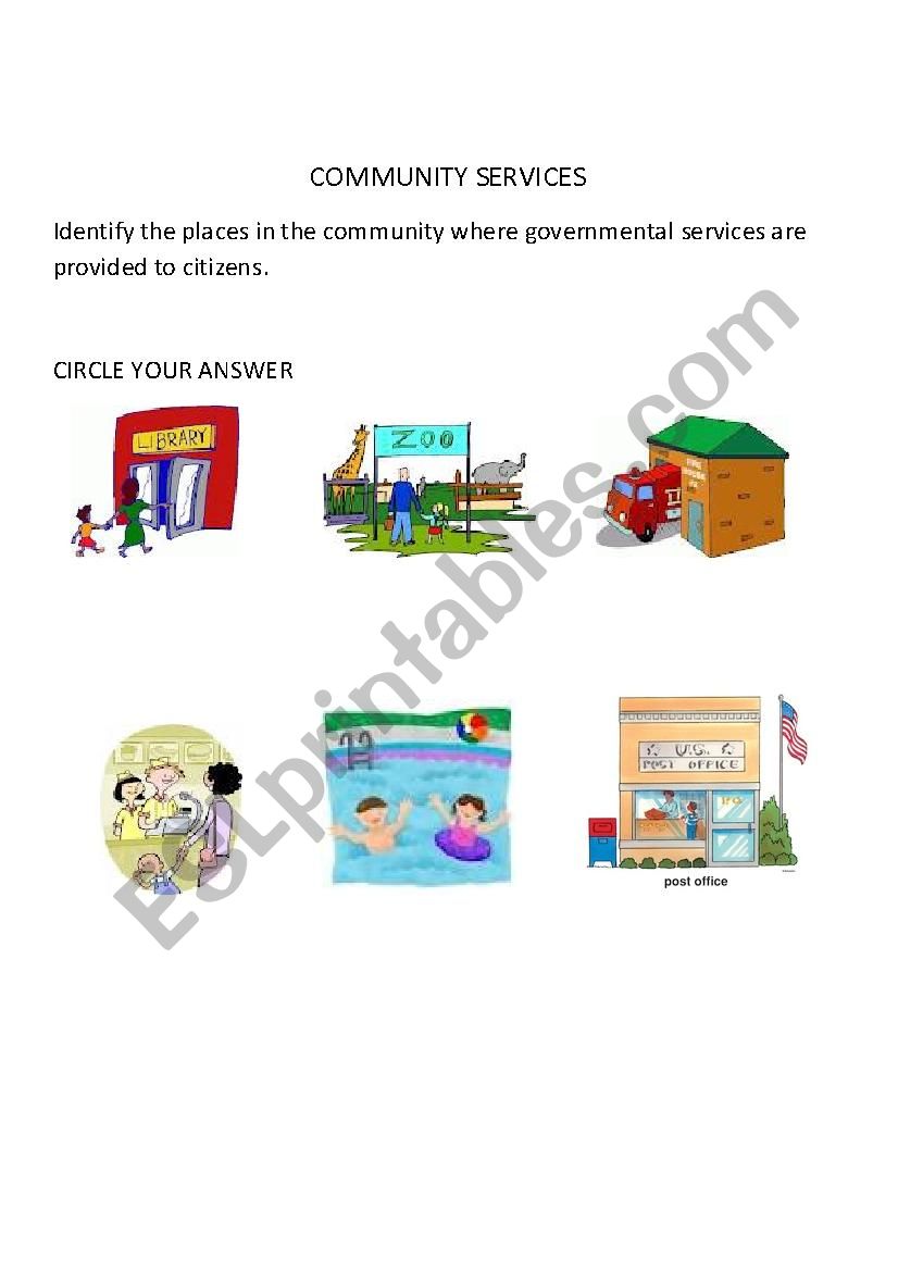 COMMUNITY SERVICES worksheet