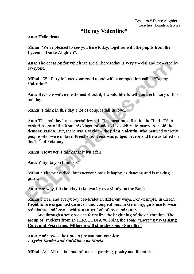 be my valentines worksheet