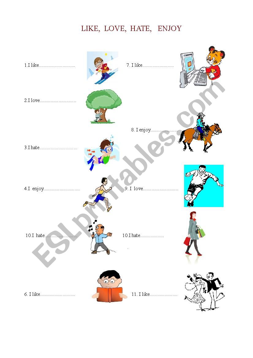 like-love-hate-enjoy-esl-worksheet-by-elifdemir