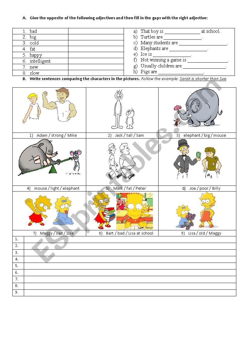 Adjectives worksheet