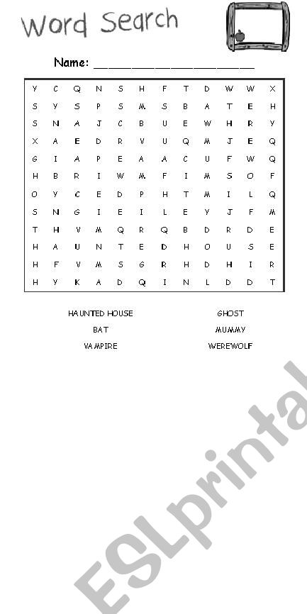 halloween word search worksheet