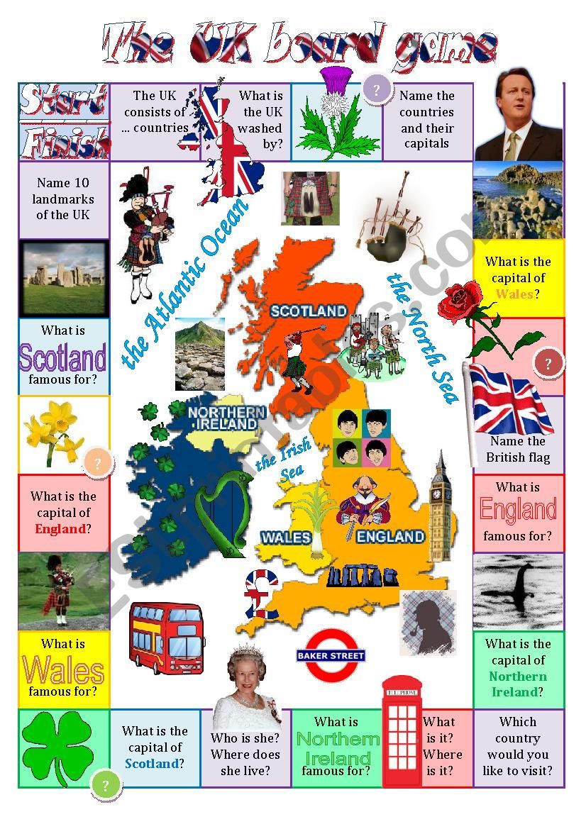 The United Kingdom board game worksheet