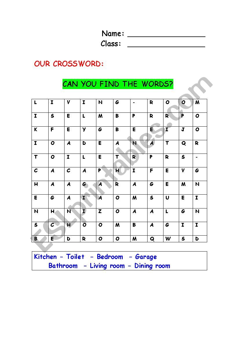 CROSSWORD VOCABULARY  worksheet