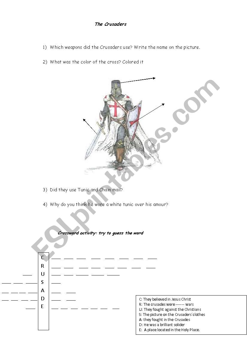 Crusade worksheet