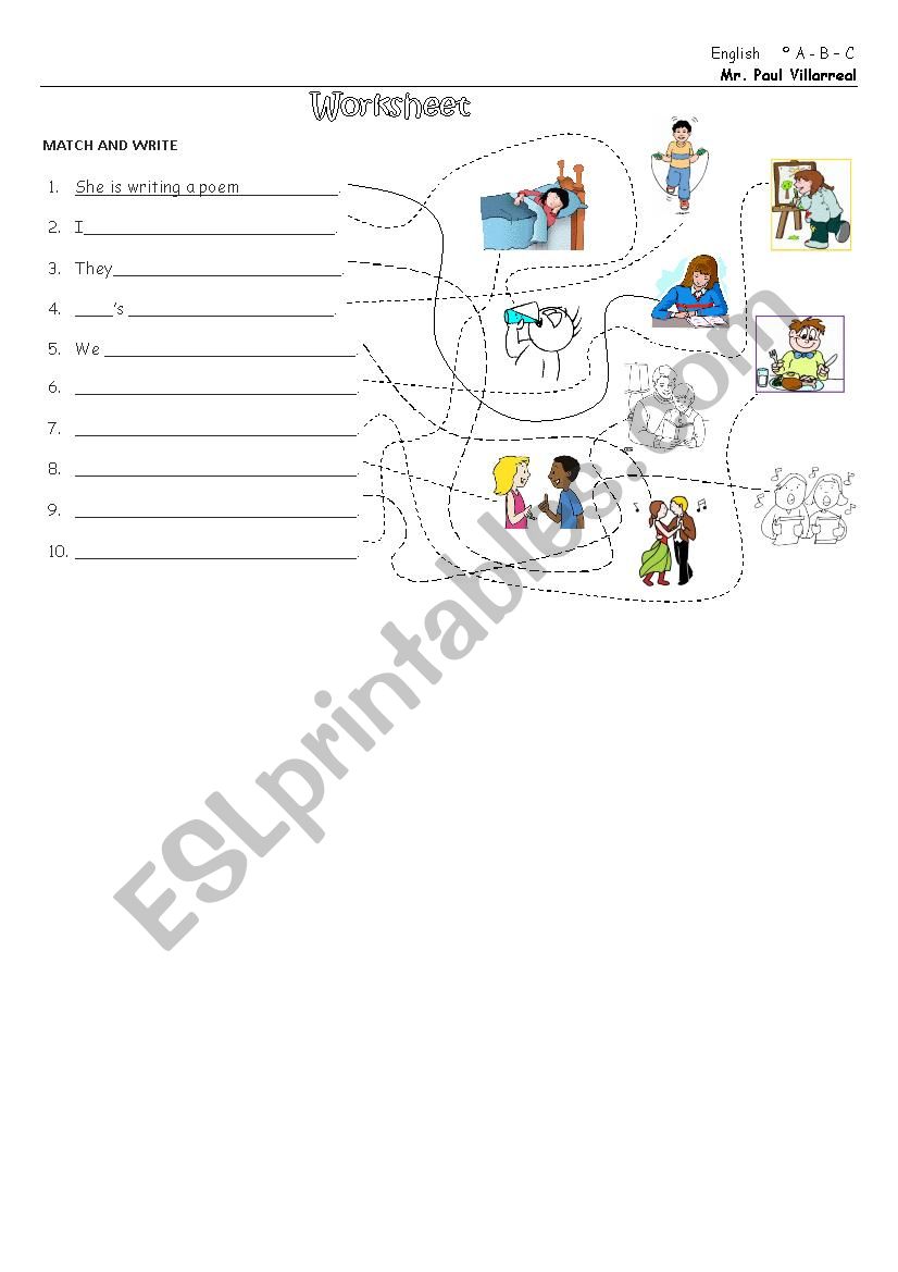 Present continuous worksheet