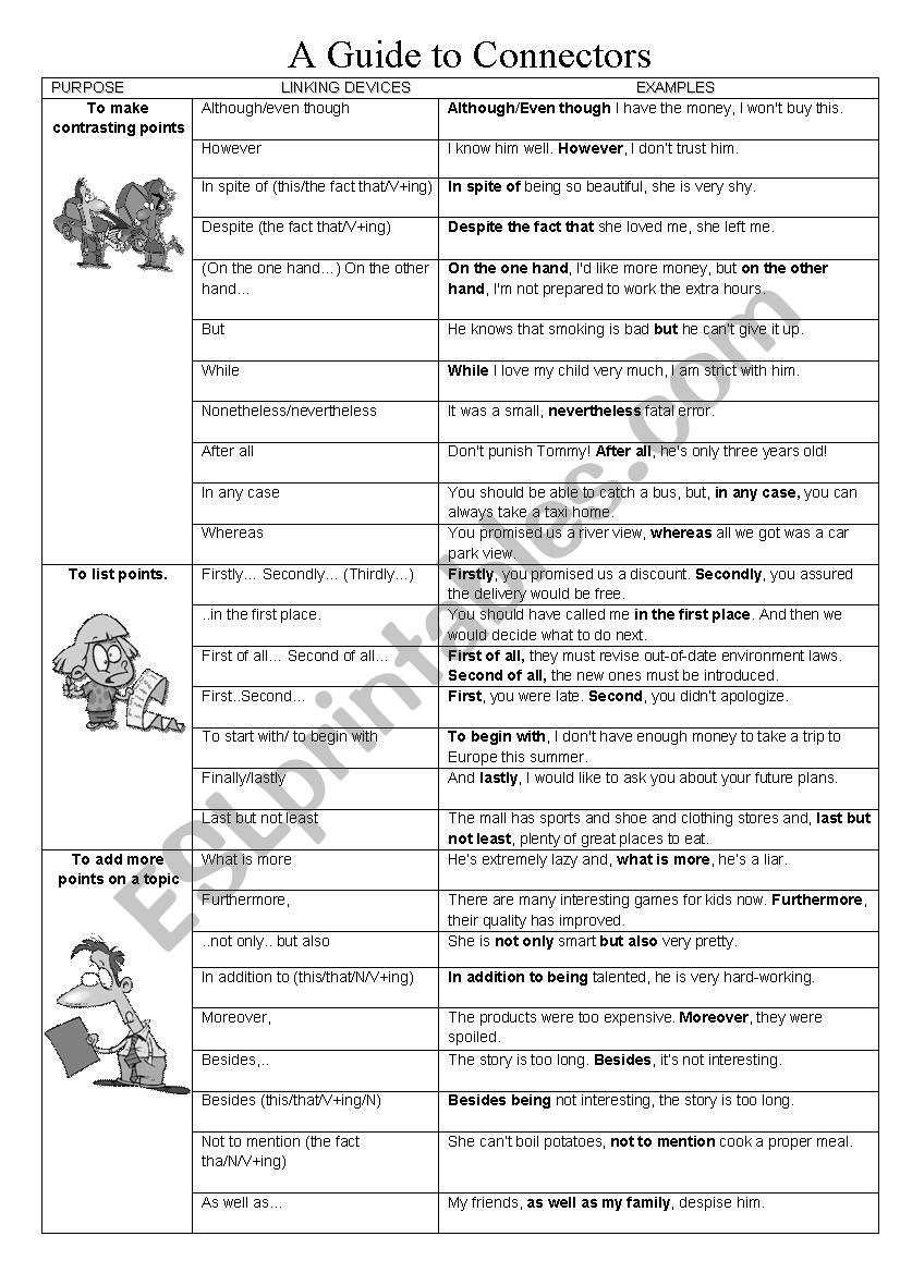 A Guide to Connectors.  worksheet