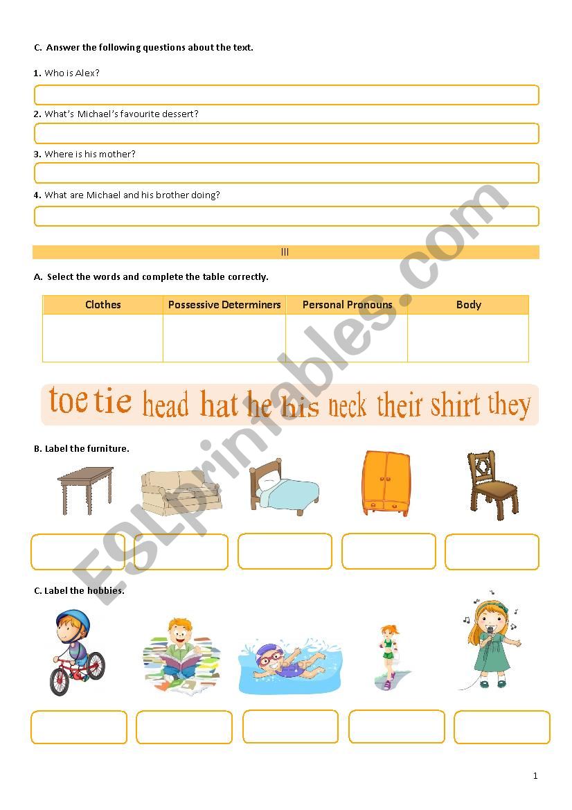 Test 5th grade Part 2 worksheet